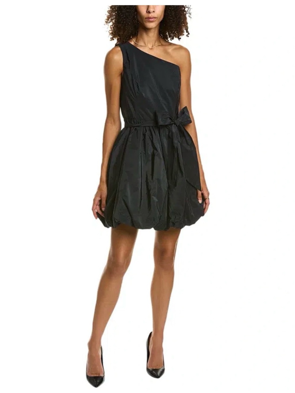 Lilly Pulitzer Black One-Shoulder Bubble Hem Dress with Waist Bow